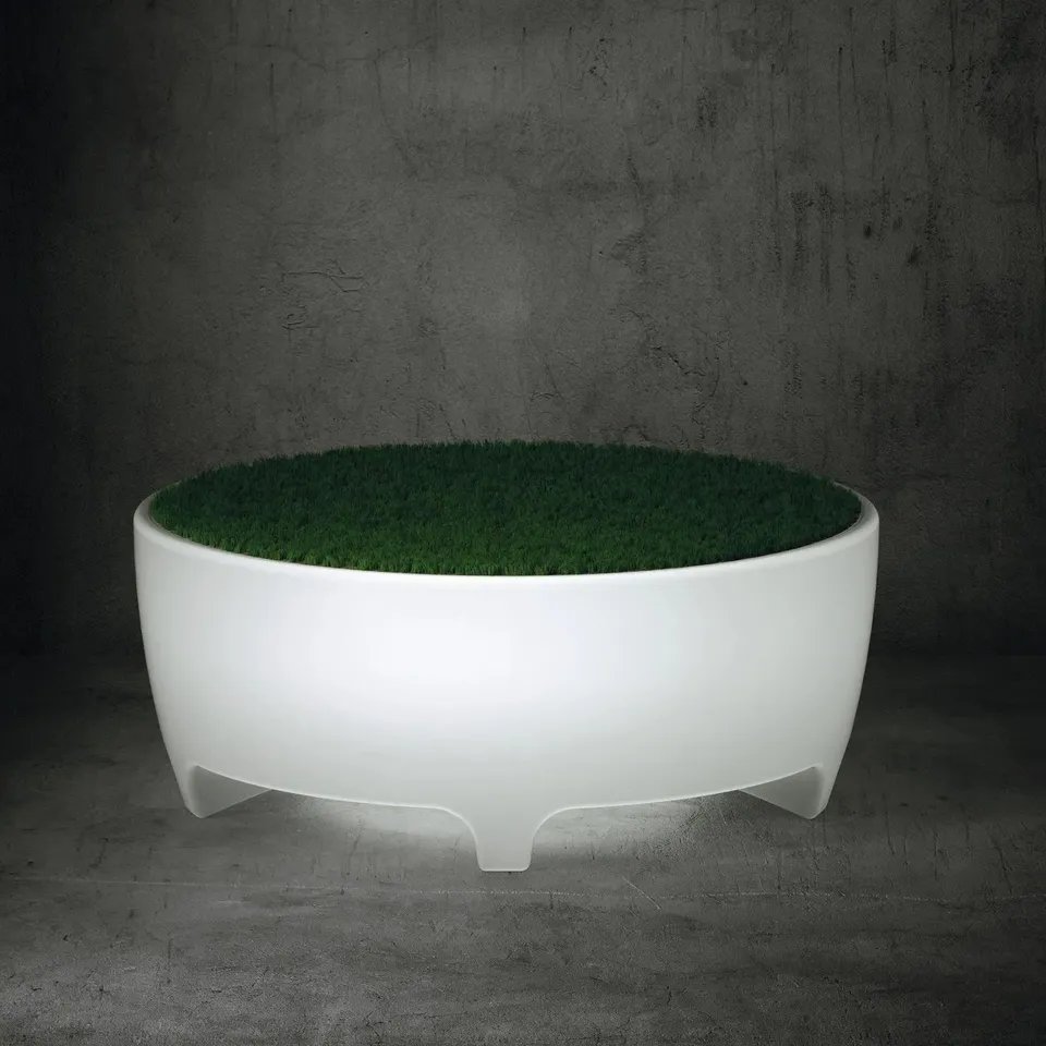 Serralunga Oasis Pouf Tisch weißes Licht mit Kabel