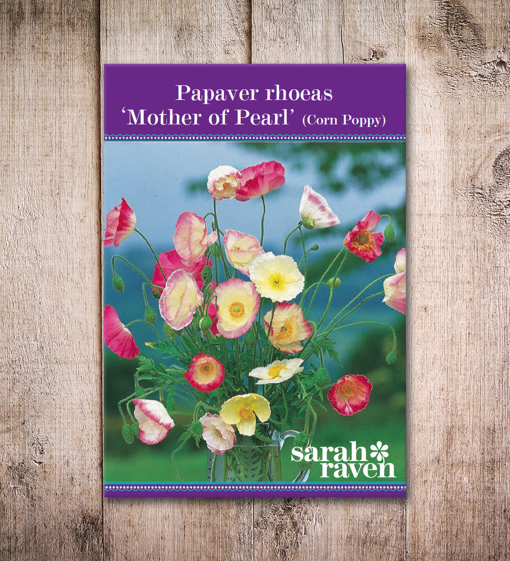 Sarah Raven Seeds Papaver rhoeas Mother of Pearl Samen 120 Samen rosa