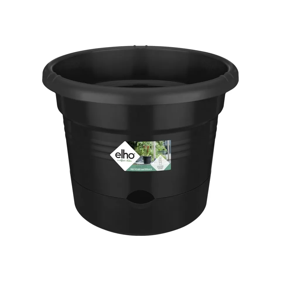 elho Green Basics Tomatentopf 33cm Pflanztopf Schwarz mit Rankgitter