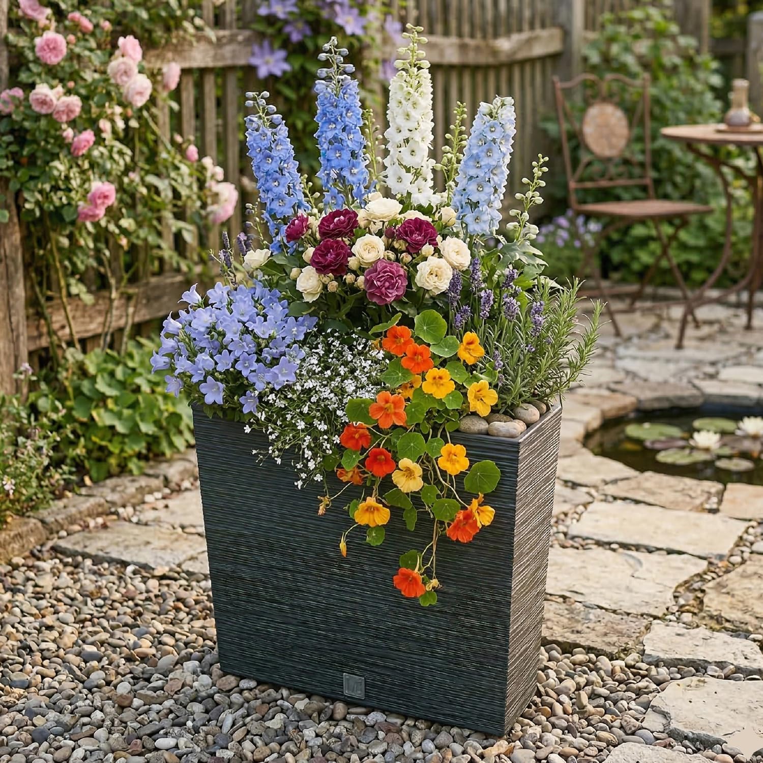 Prosperplast Boardee Blumenkasten Anthrazit 58 cm mit Einsatz