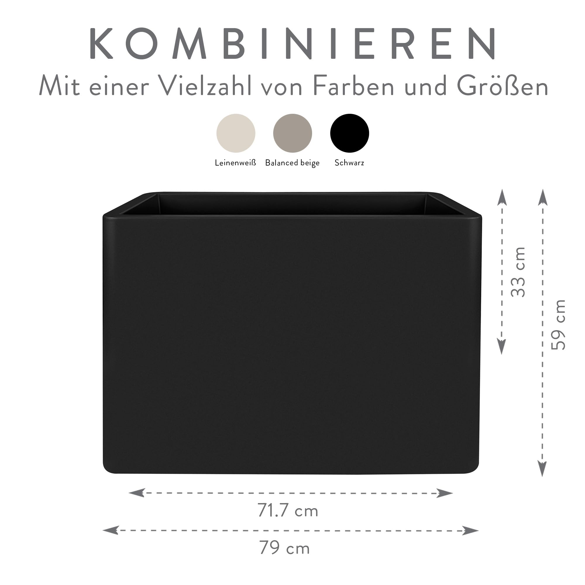 elho June Brick Divider Pflanzer 80cm Schwarz mit Rollen