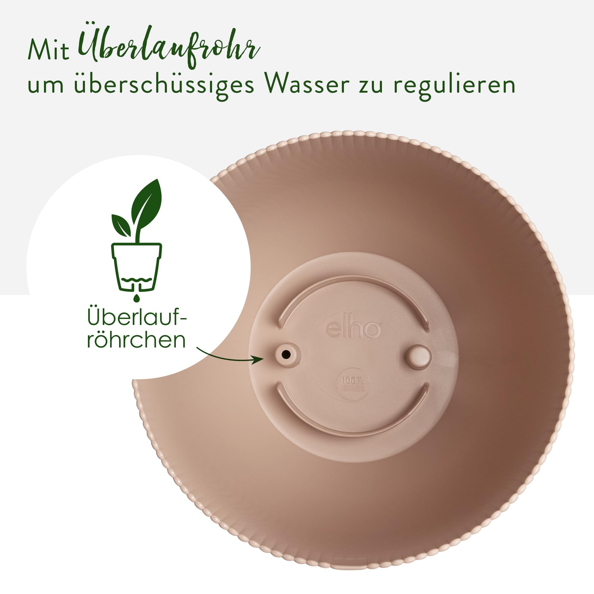 elho Sereh Hoch Blumentopf 30 cm Cool Clay recycelt