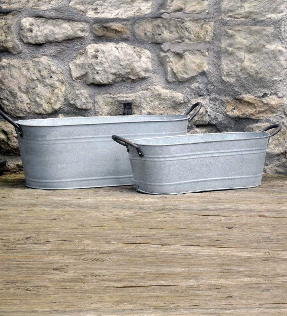 Sarah Raven Zinc Troughs Pflanzgefäß Zink 2er Set verzinkt