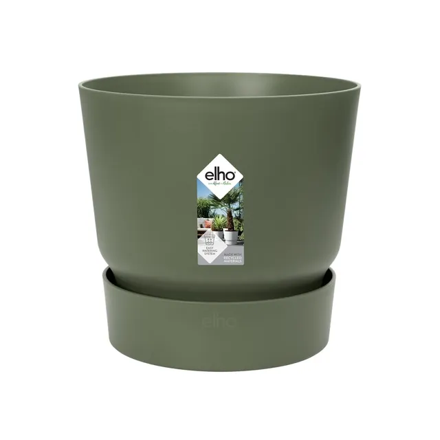 elho Greenville Rund 25 Blumentopf Leaf Green mit Untersetzer
