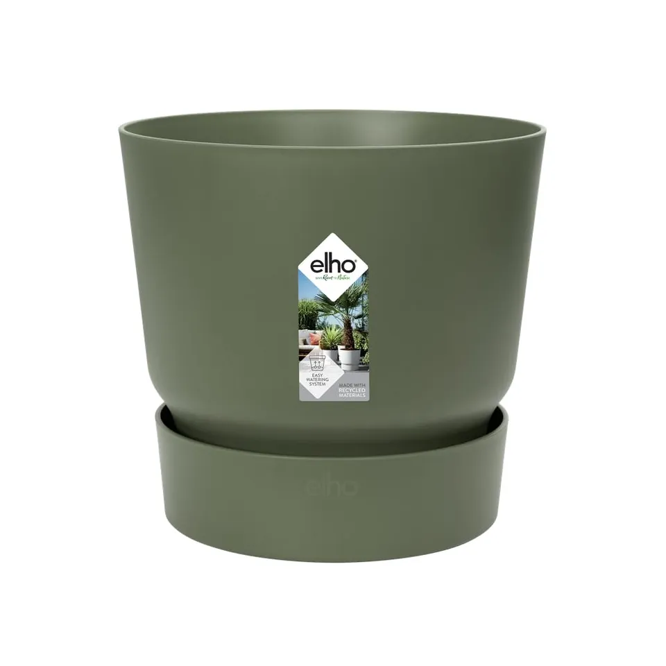 elho Greenville Rund 25 Blumentopf Leaf Green mit Untersetzer
