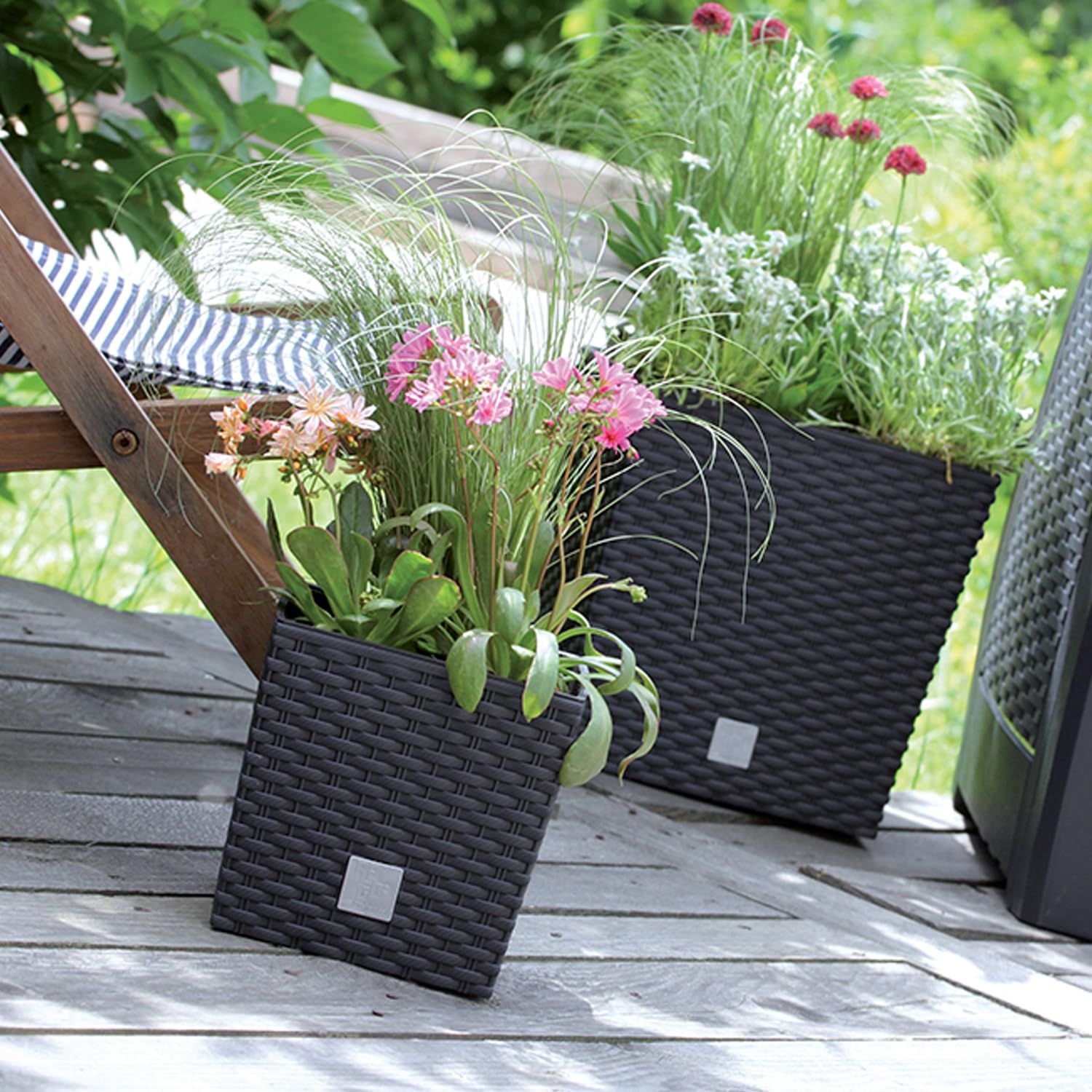 Prosperplast Rato Blumentopf anthrazit 40cm eckig mit Einsatz