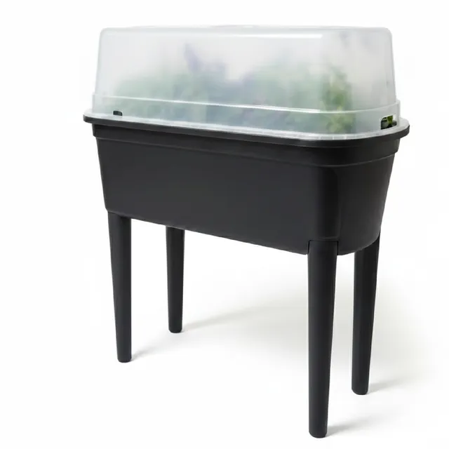 Prosperplast Bloomo Hochbeet Anthrazit 78 cm mit Deckel