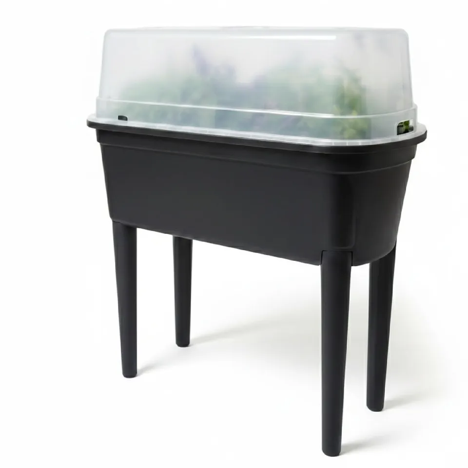 Prosperplast Bloomo Hochbeet Anthrazit 78 cm mit Deckel