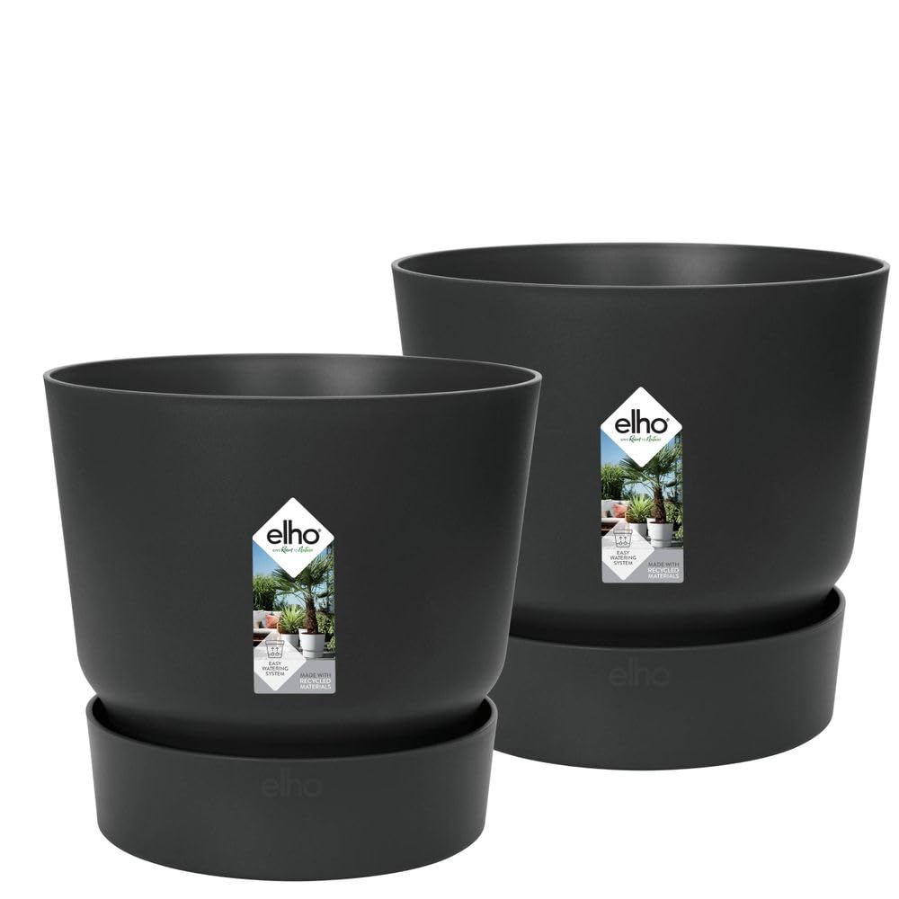 elho Greenville Rund 30 Blumentopf Living Schwarz 2er Set