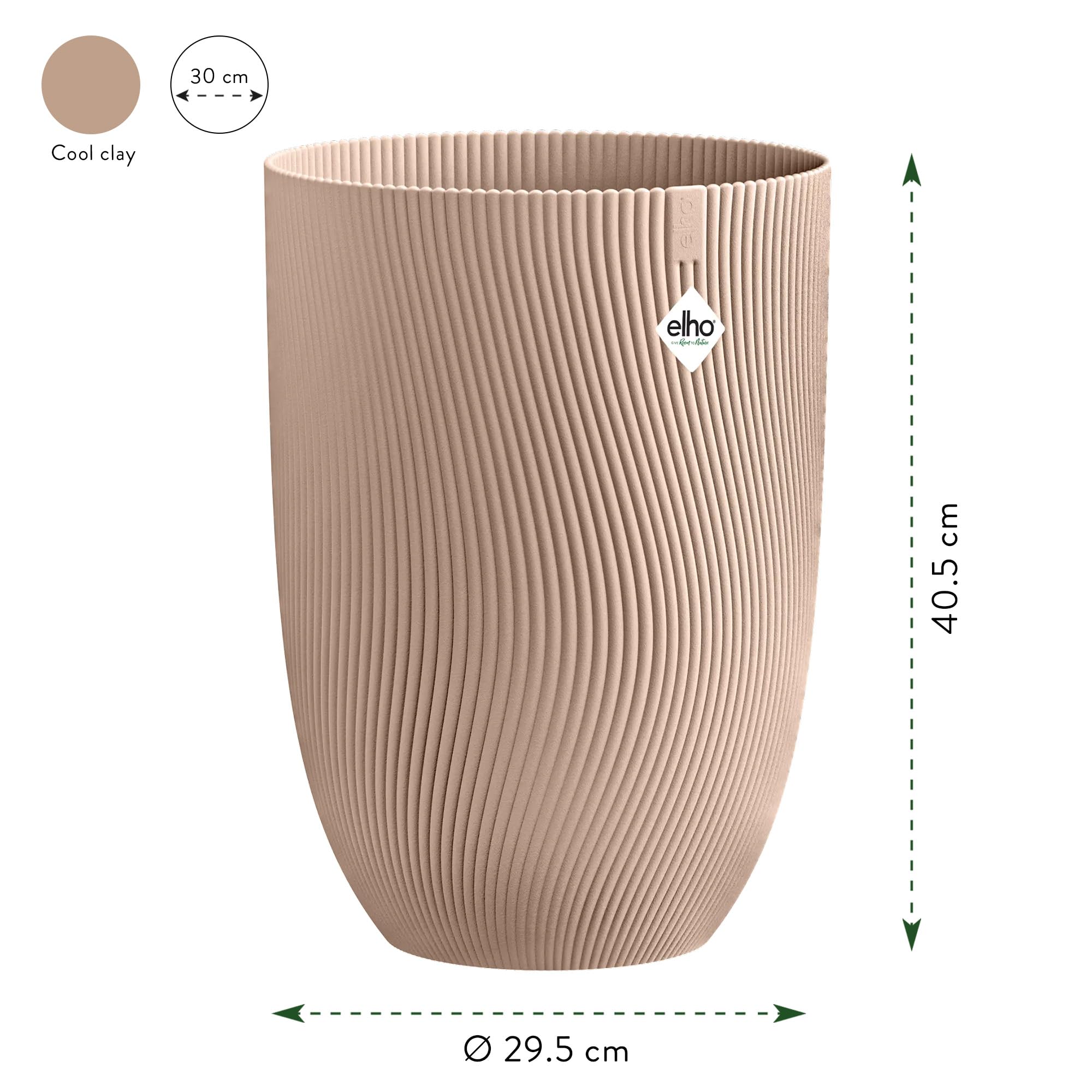 elho Sereh Hoch Blumentopf 30 cm Cool Clay recycelt