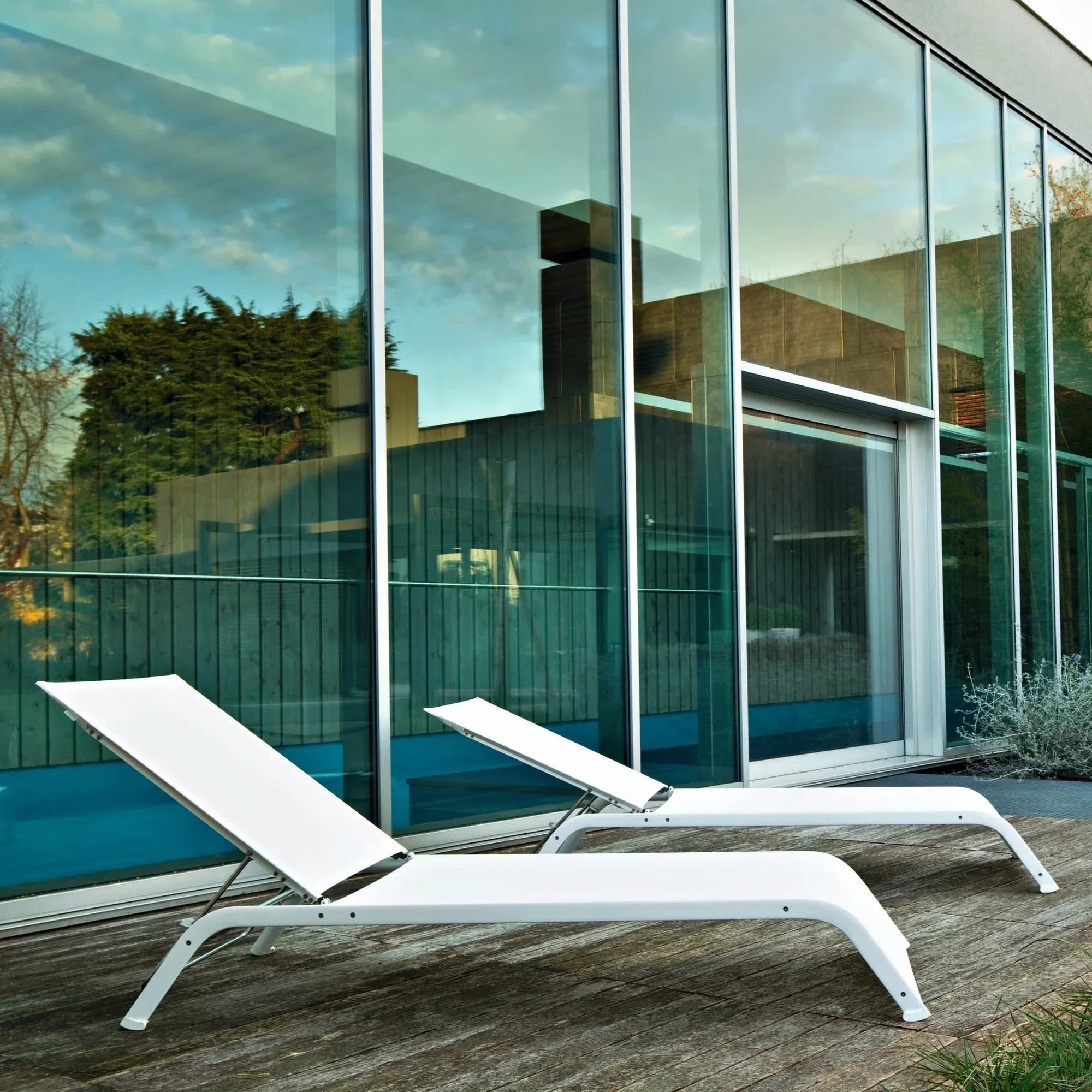 Serralunga Lazy Sonnenliege Weiß 2er Set Outdoor