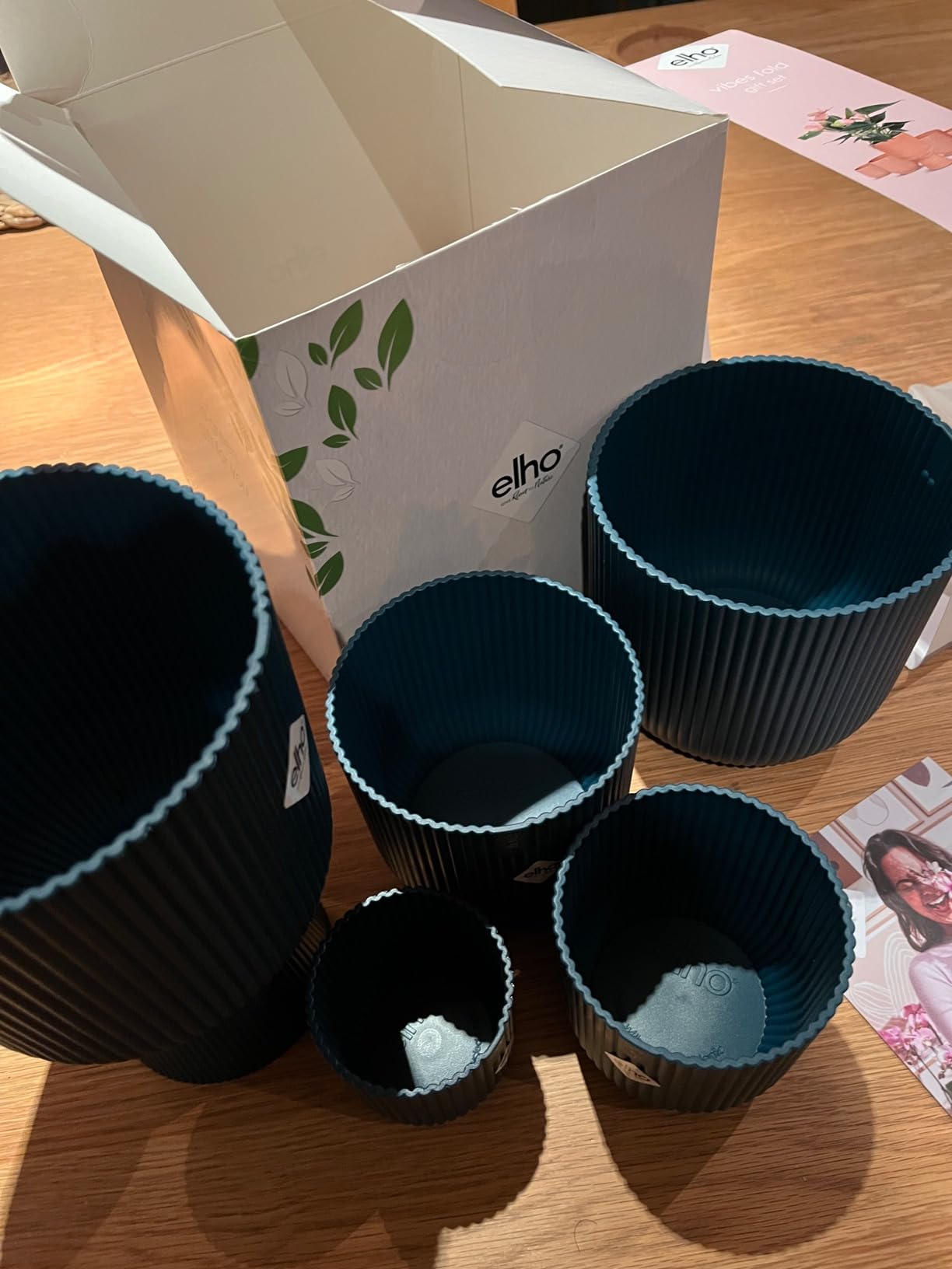 elho Vibes Fold Blumentopf Set 5-tlg tiefes Blau recycelt