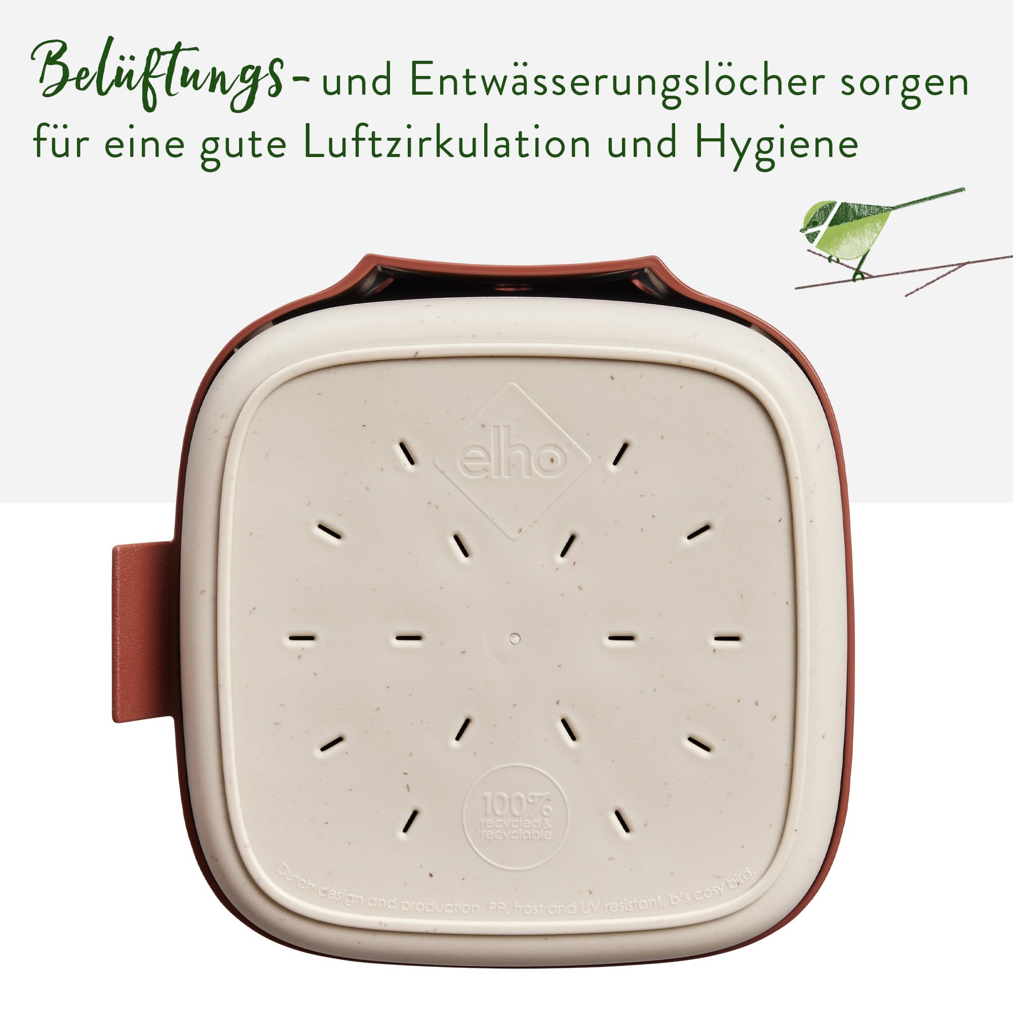 elho Cosy Vogelhaus 18 cm Tuscan Red recycelt