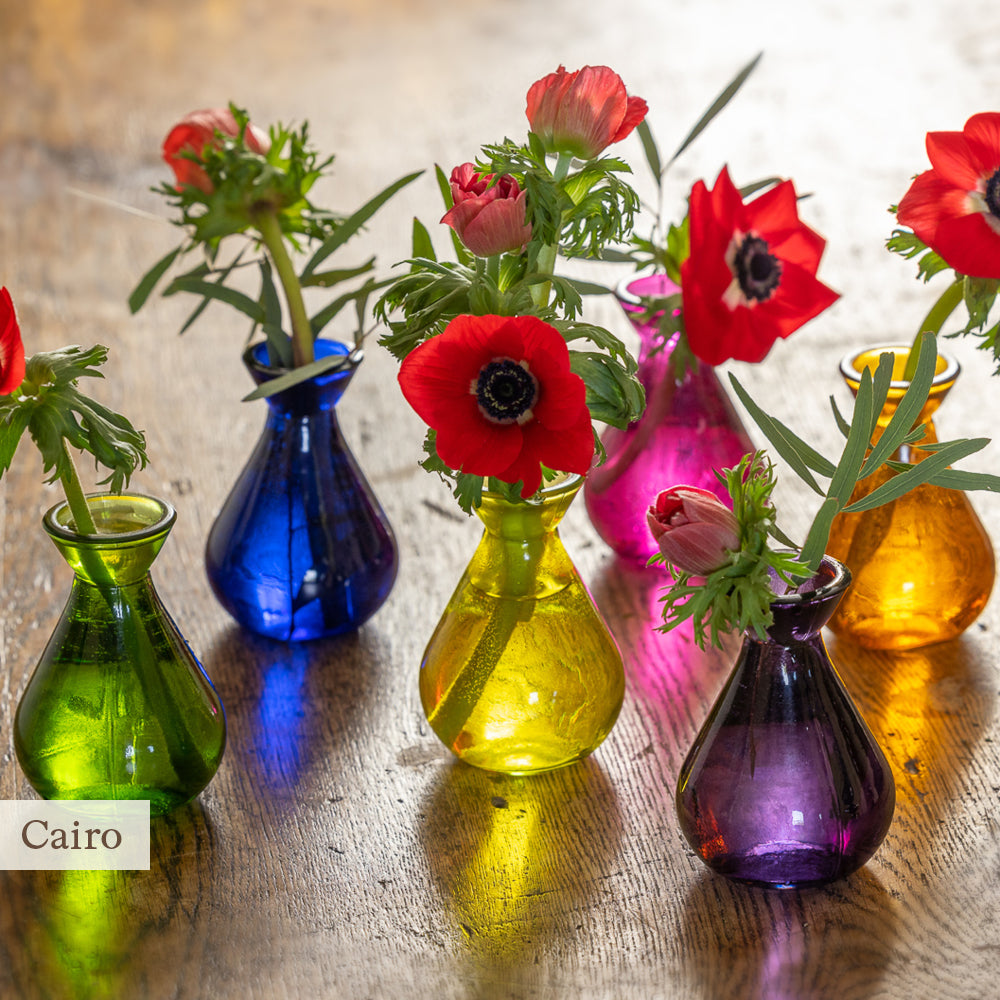 Sarah Raven Jewel Vase Blumenvase Aqua 3er Set Glas bunt
