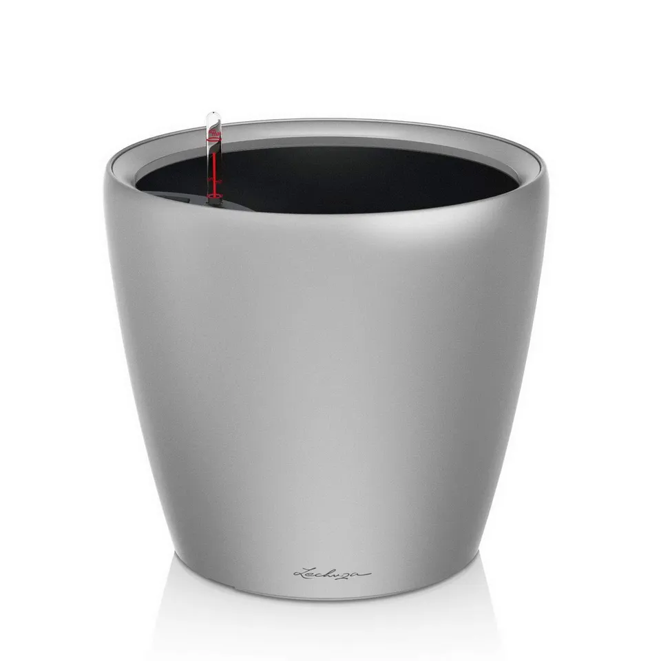 Lechuza Classico Premium LS 28 Blumentopf Silber Metallic