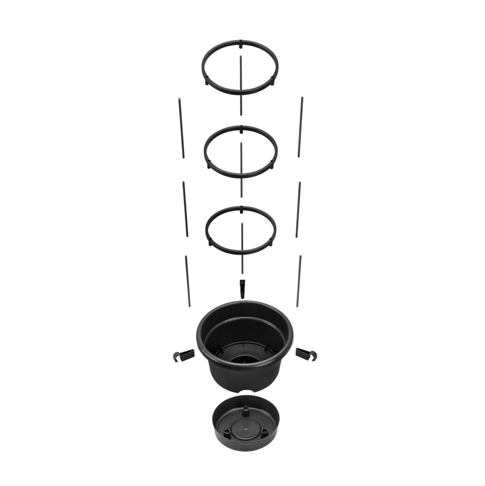 elho Green Basics Tomatentopf 33cm Pflanztopf Schwarz mit Rankgitter