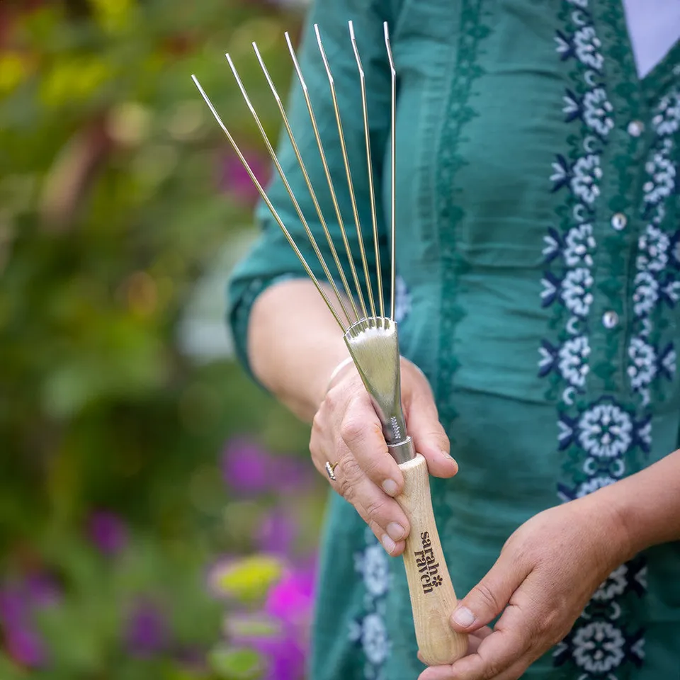 Sarah Raven Hand Rake Handharke Edelstahl Esche 39cm