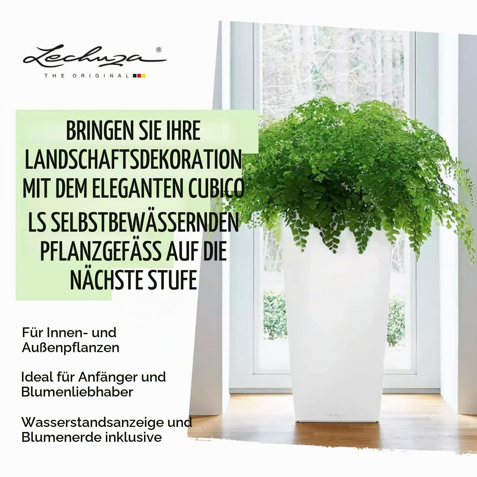 Lechuza CUBICO Premium 40 Pflanzgefäß silber metallic 75 cm