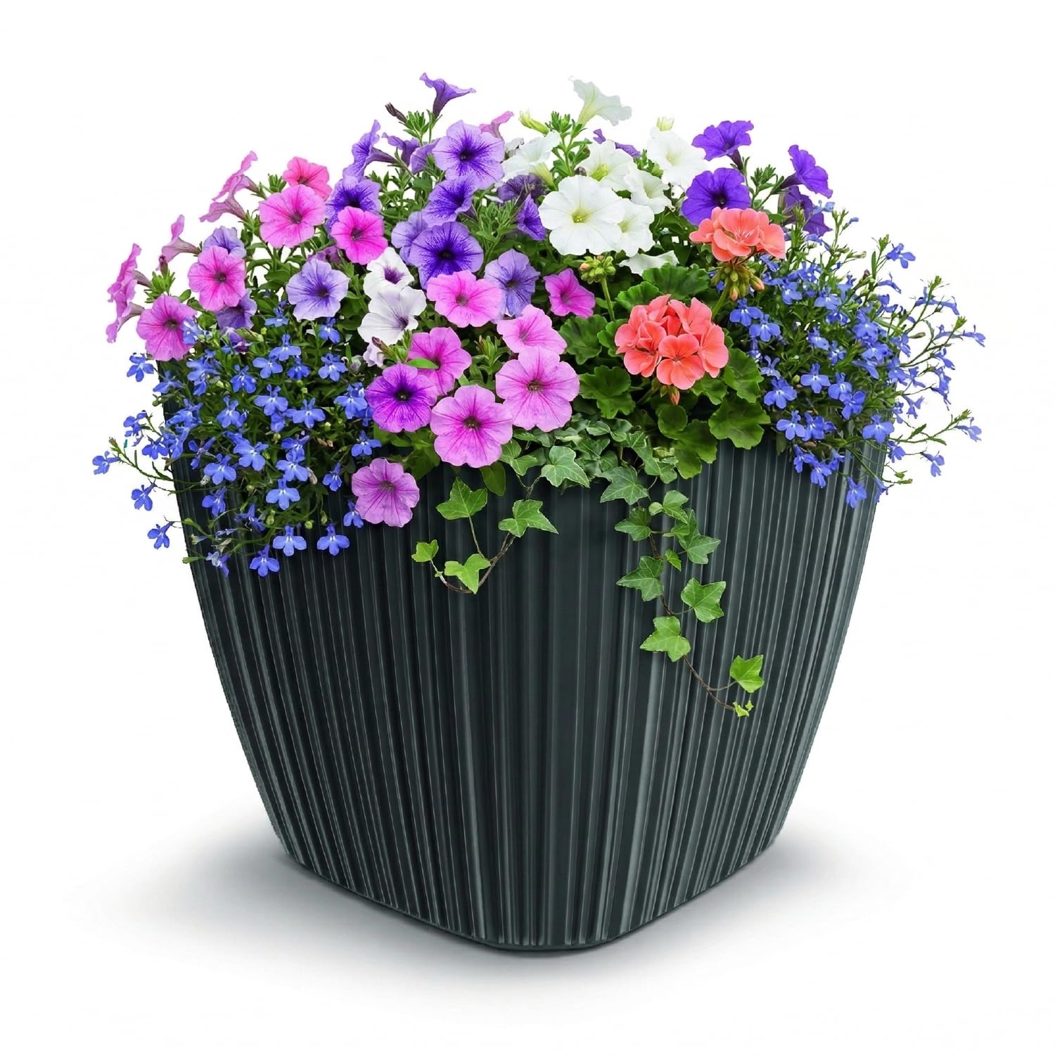 Prosperplast Tubus Blumentopf 39x39x36 dunkelgrau mit Einsatz
