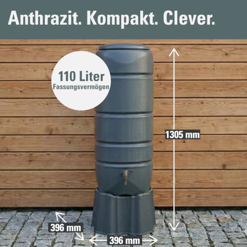 Prosperplast Vuelta Regentonne 110L anthrazit mit Sockel und Hahn
