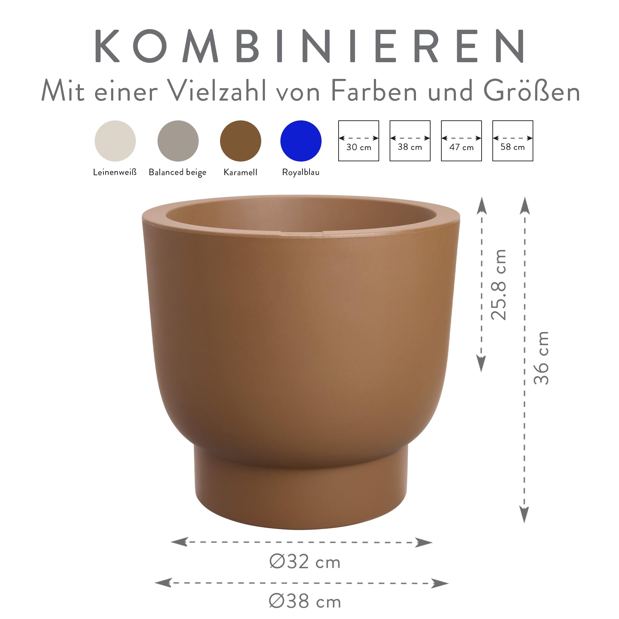 elho Amber Grail Blumentopf 40 cm Caramel recycelt groß