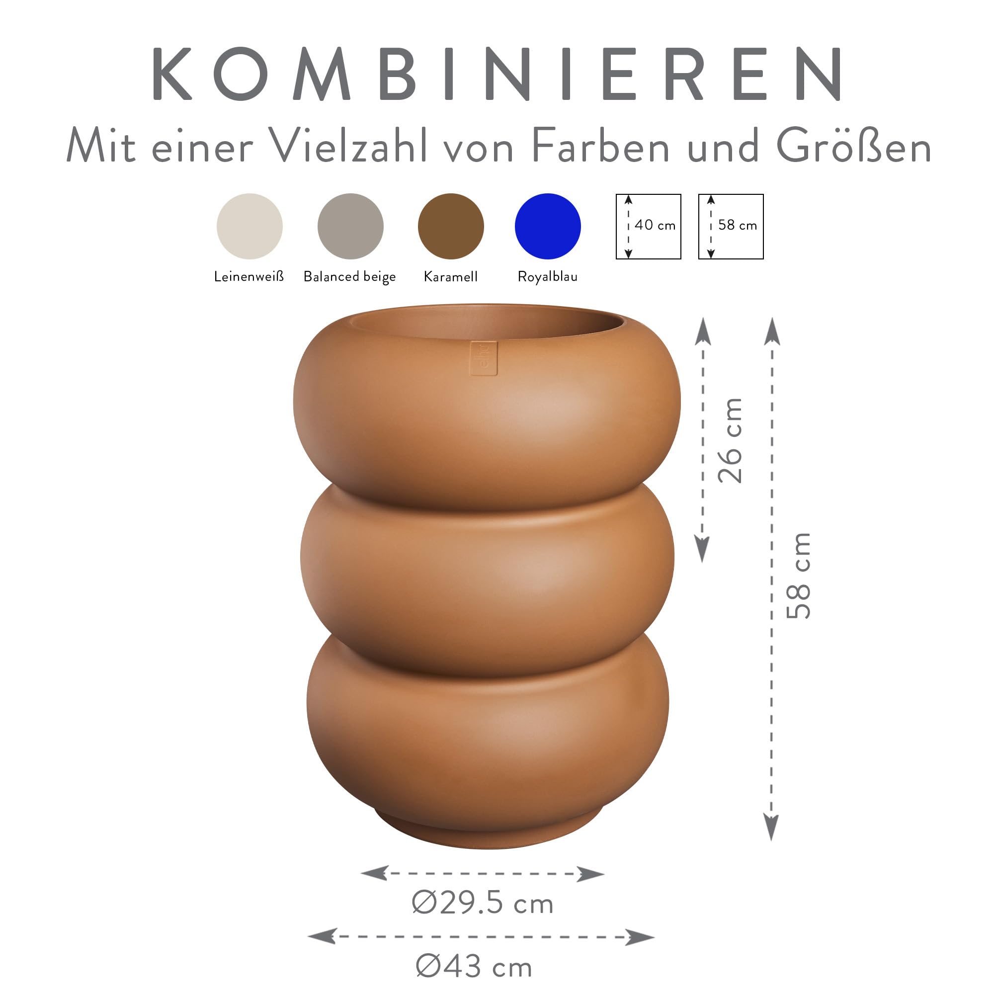 elho amber roll high 43 Blumentopf Caramel Ø 43 cm recycelt