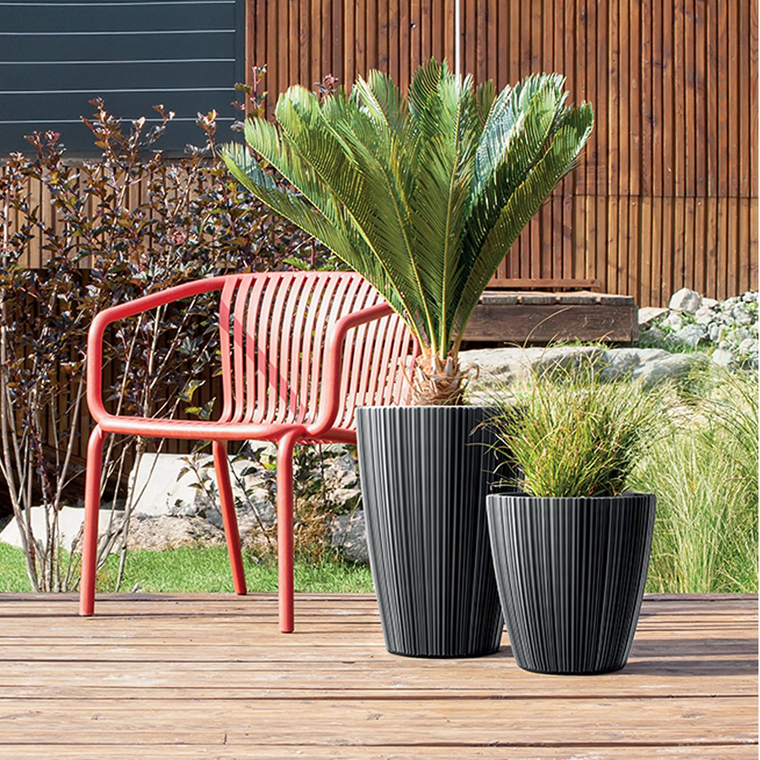 Prosperplast Tubus Oro Pflanztopf Dunkelgrau 23,9 x 24 cm
