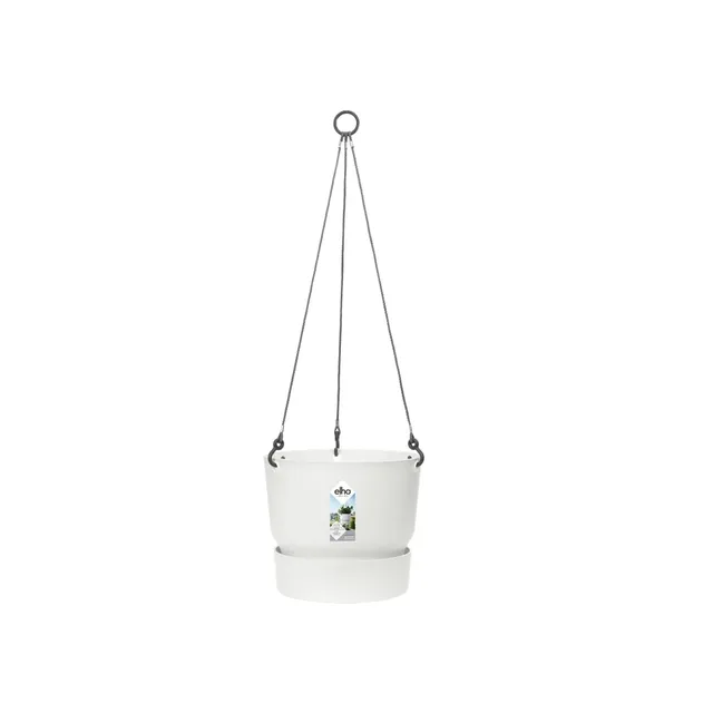 elho Greenville Hängeampel 24cm Weiß mit Untersetzer