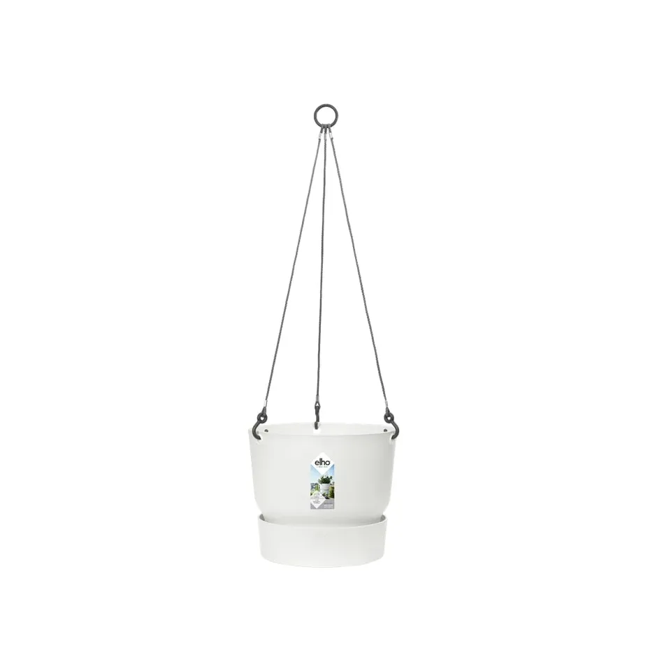 elho Greenville Hängeampel 24cm Weiß mit Untersetzer