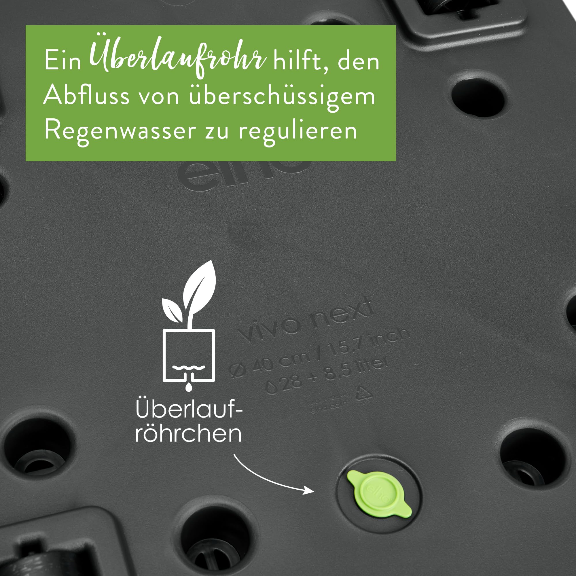 elho Vivo Next Quadrat 40 Pflanztopf schwarz mit Rollen