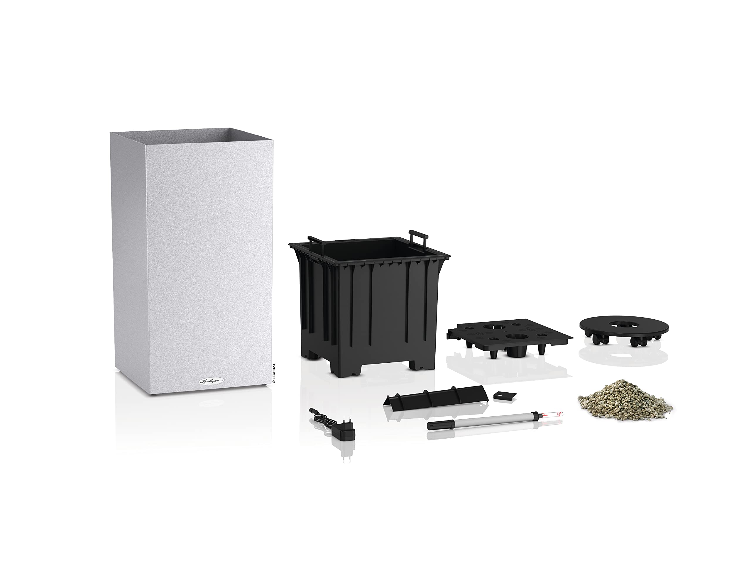 Lechuza Canto Stone LED High Pflanzsäule Quarzweiß 40 Set