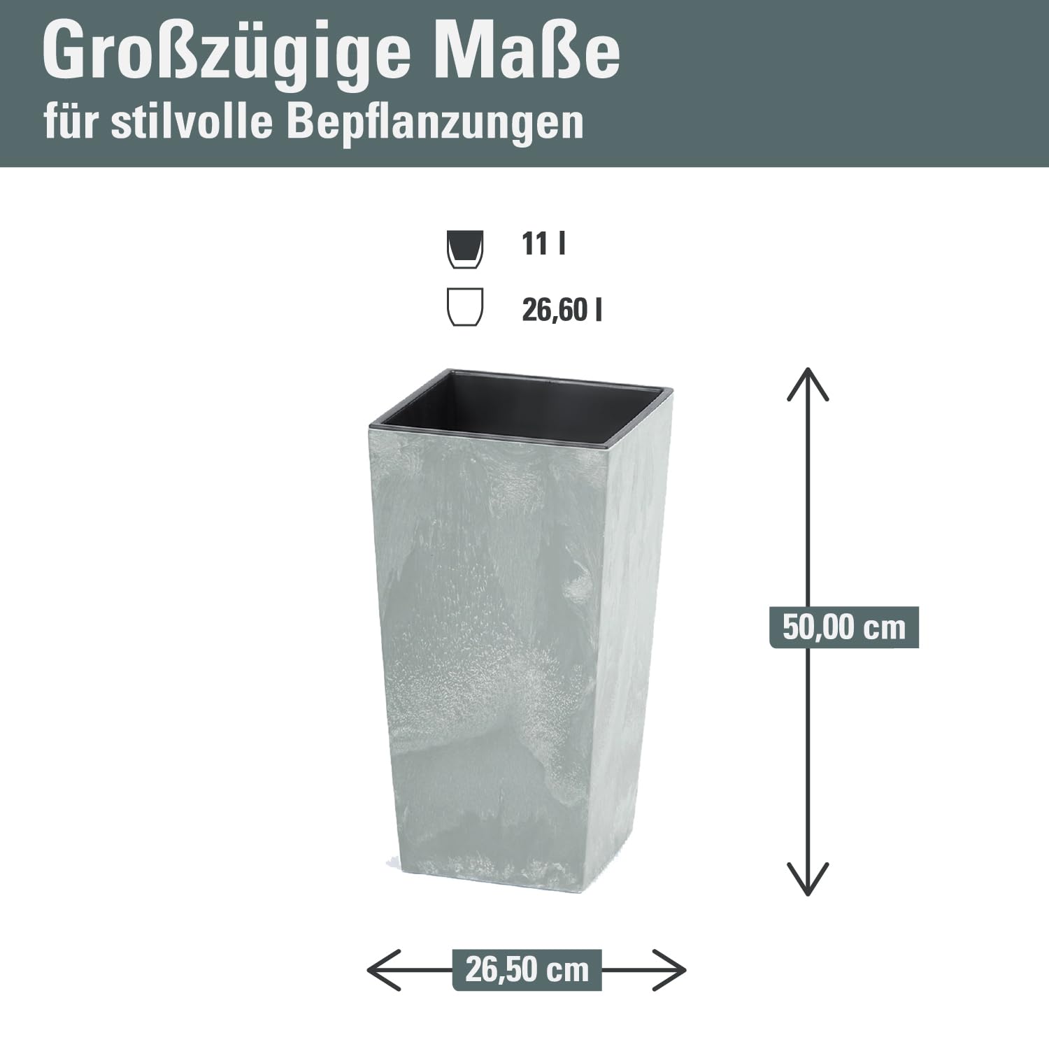 Prosperplast Urbi Pflanzkübel Beton-Optik Marengo Braun 50 cm