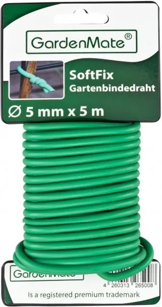 GardenMate Gartendraht Soft Tie 5,0 mm x 5 m Bindedraht gummiert