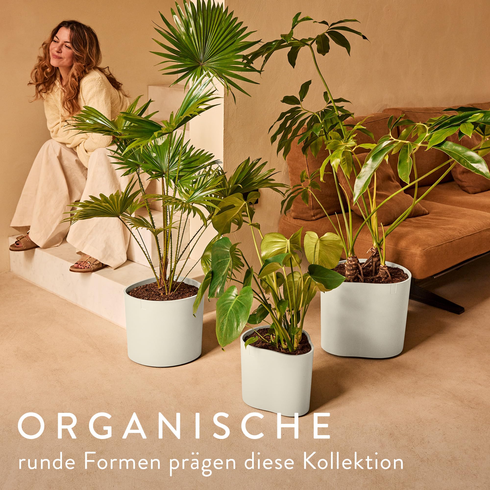 elho Eden Aquacare High Blumentopf Linen White 40cm Bewässerung