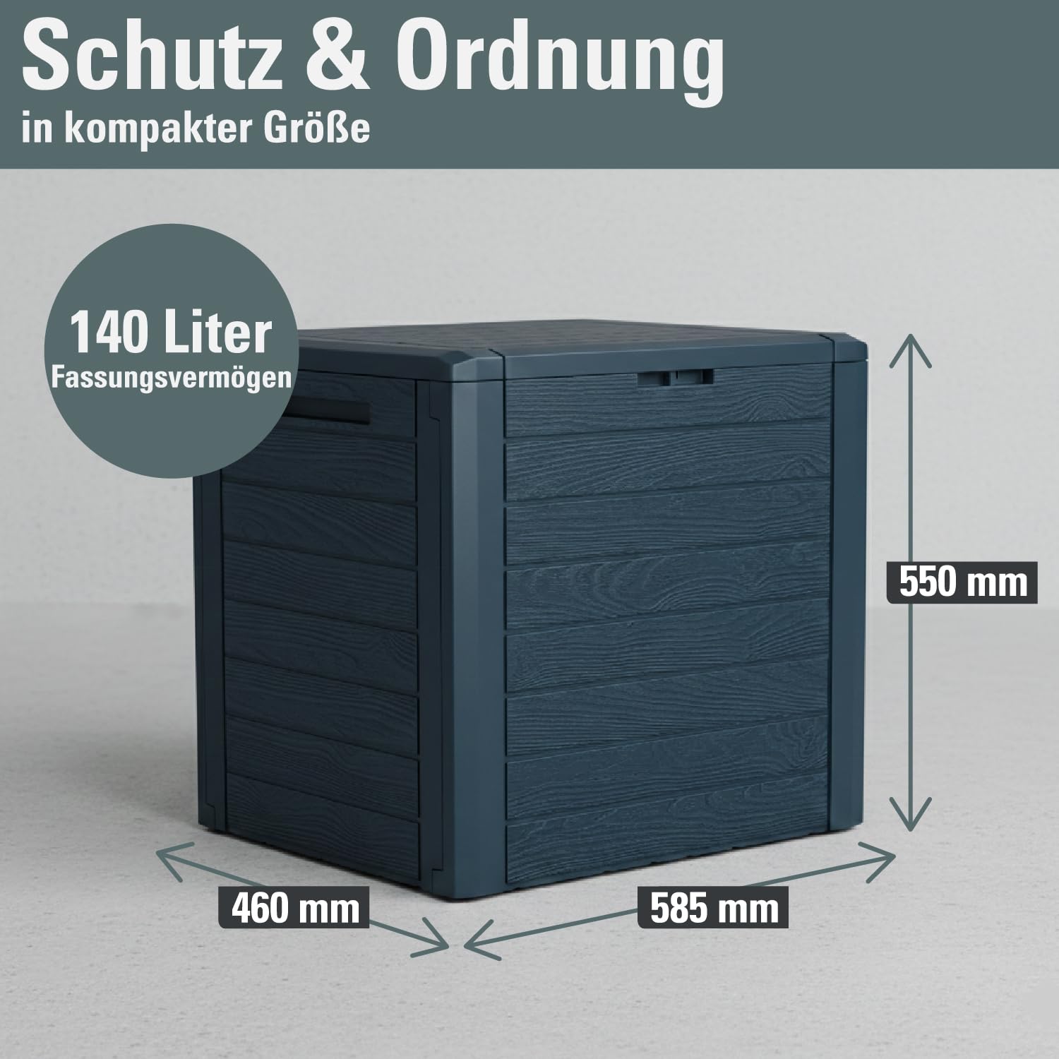 Prosperplast Woodebox Gartenbox 140 Liter Anthrazit