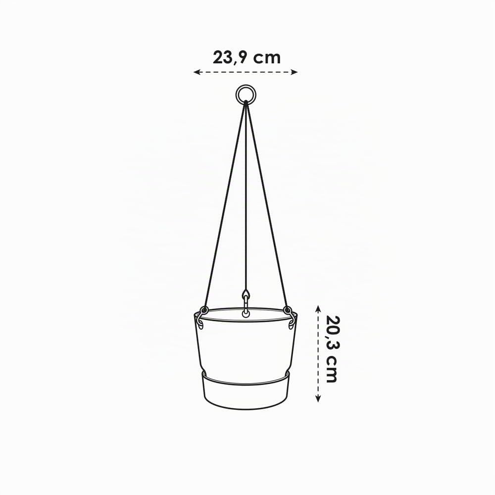 elho Greenville Hängeampel 24cm Weiß mit Untersetzer