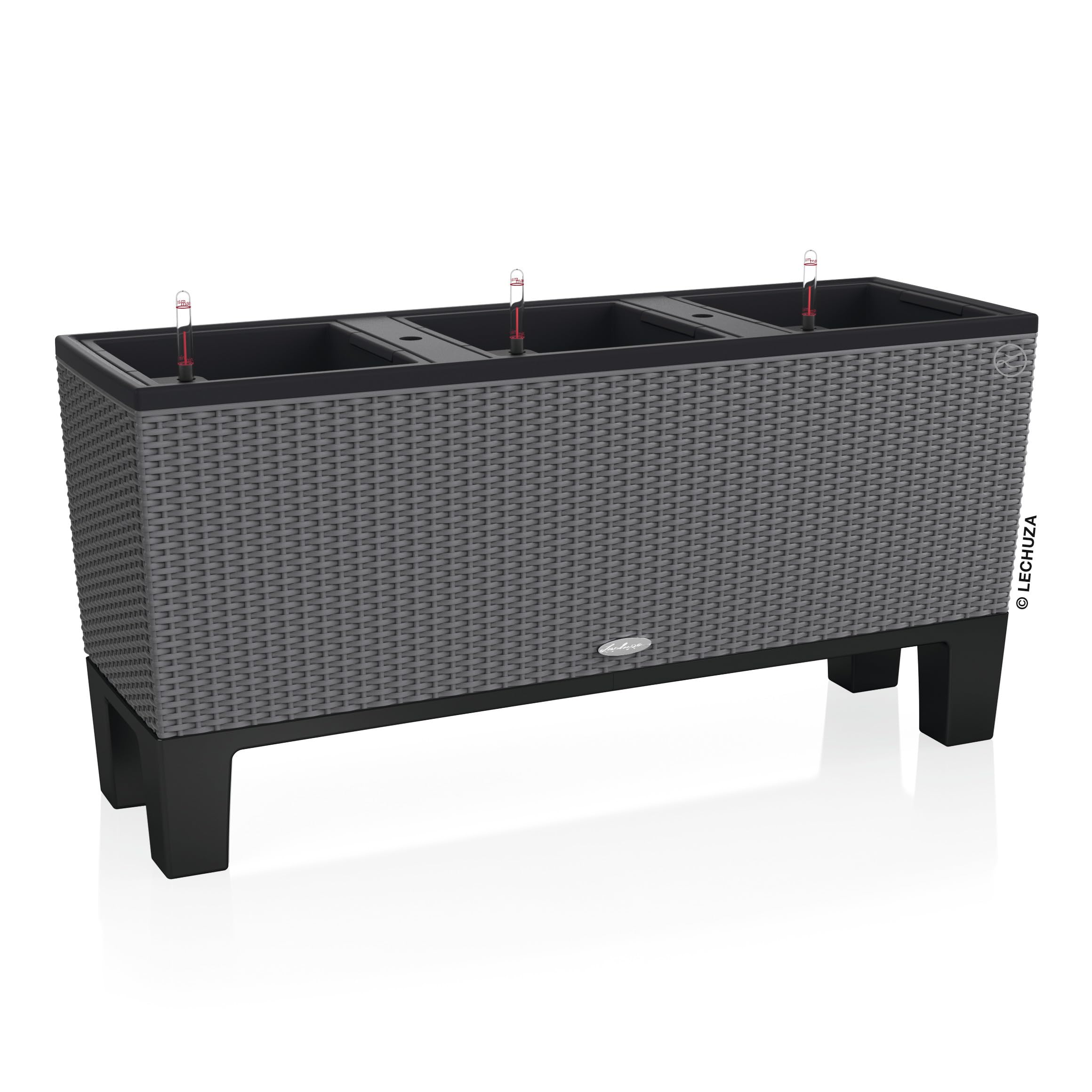 Lechuza Trio Sockel 30 Pflanzgefäß Sockel Schwarz 98x30x15 cm