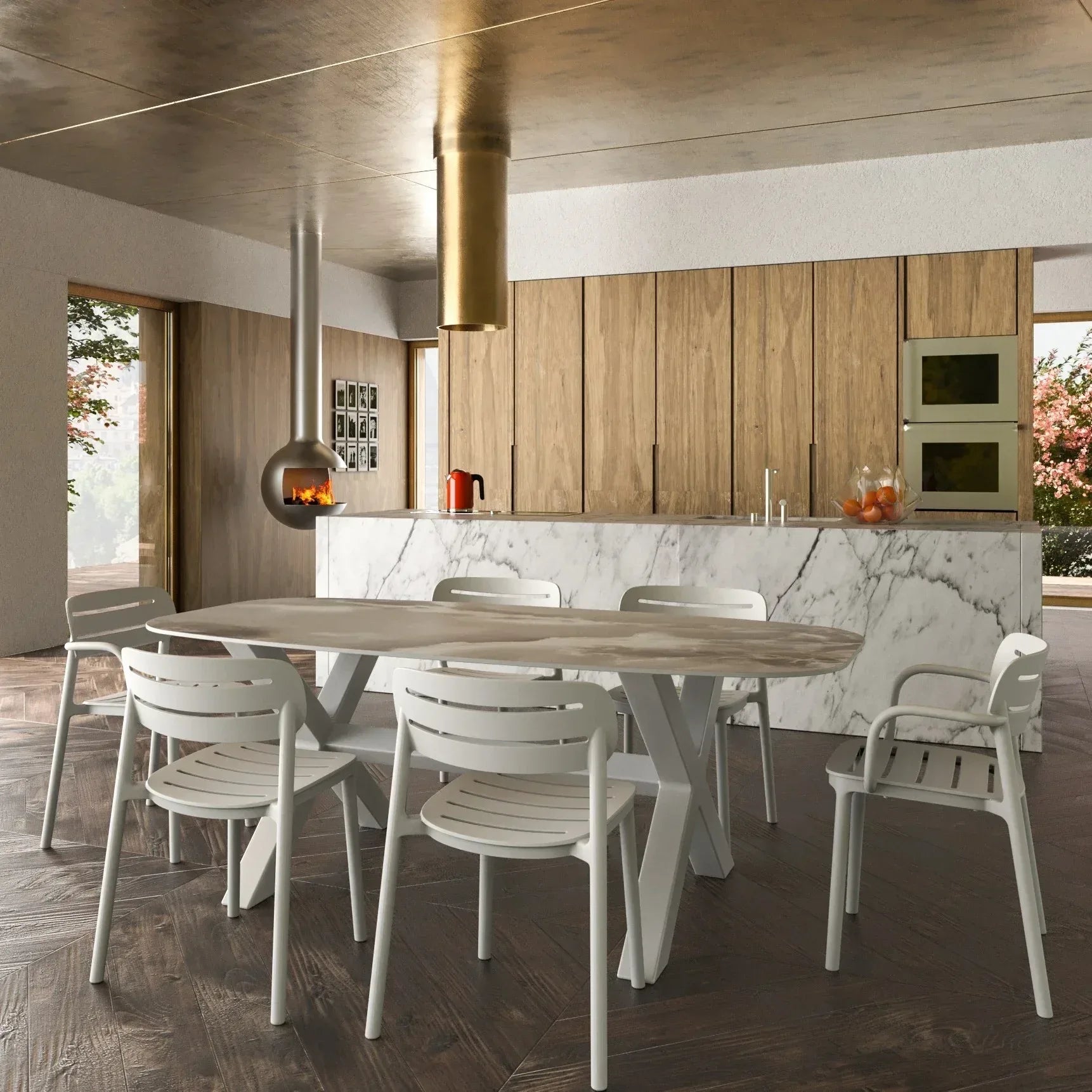 Serralunga Banqueté 200 Tisch Carrara rechteckig