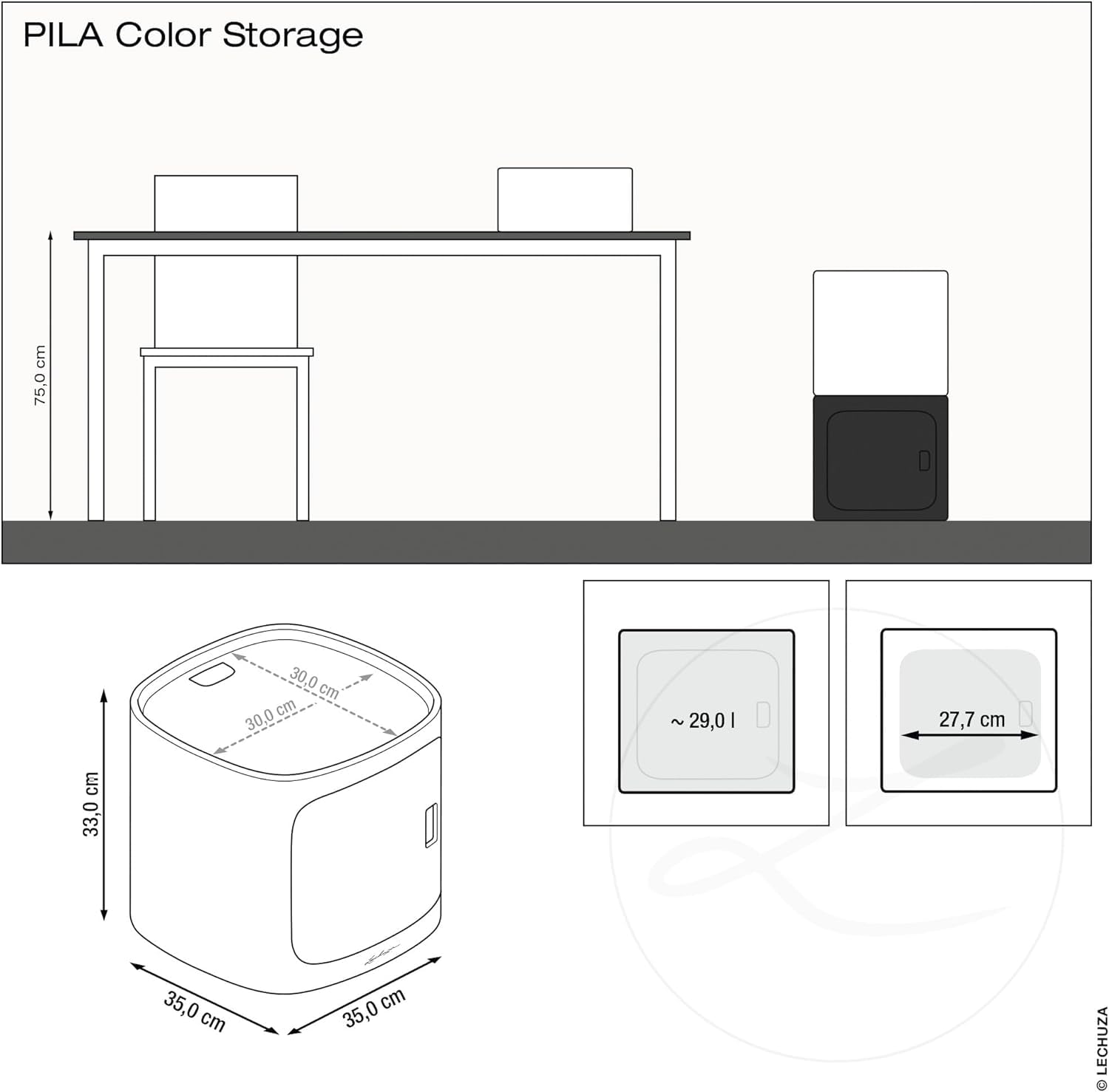 Lechuza Pila Storage Aufbewahrungsbox schiefergrau 35x35