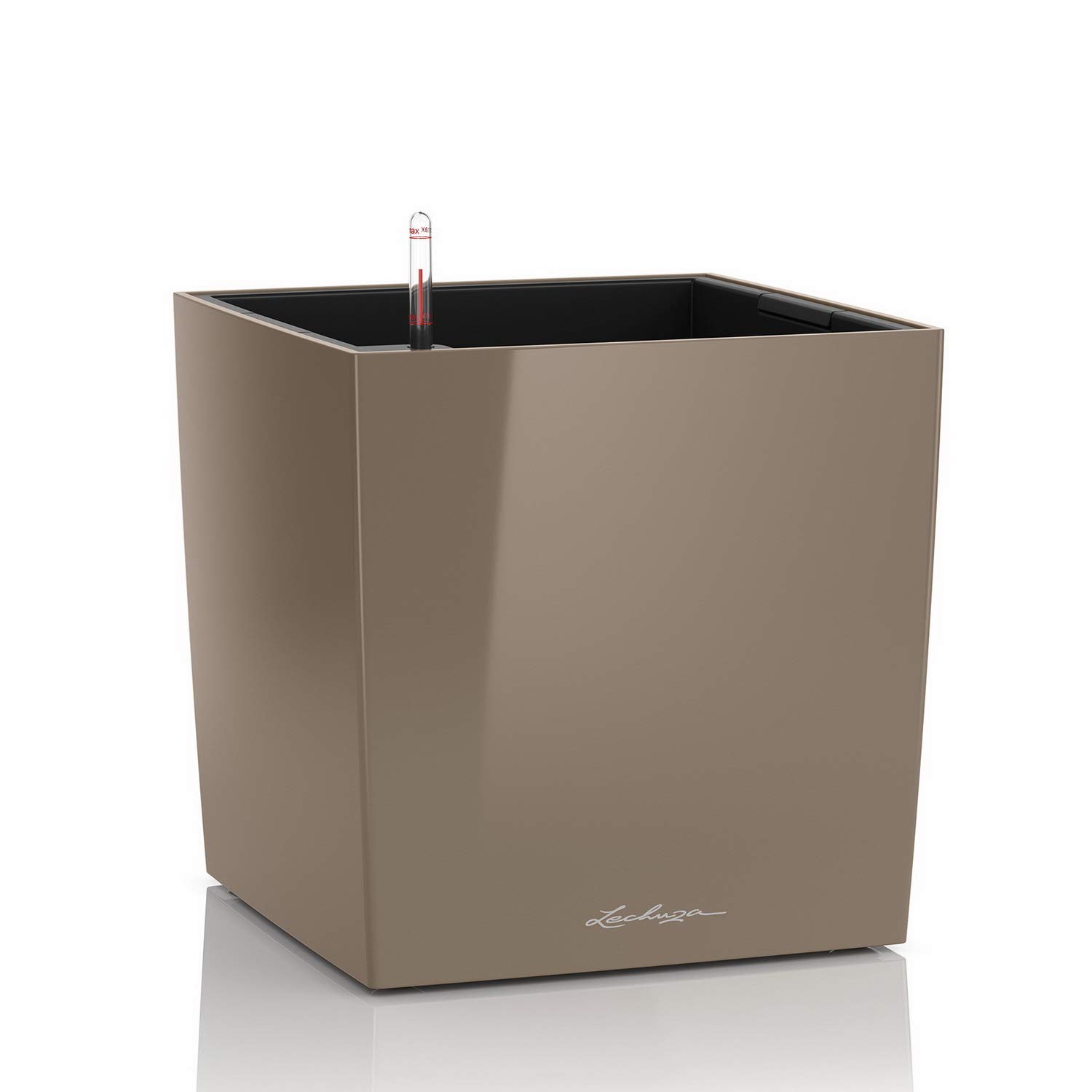 Lechuza Cube 30 Blumentopf Taupe Hochglanz mit Bewässerung