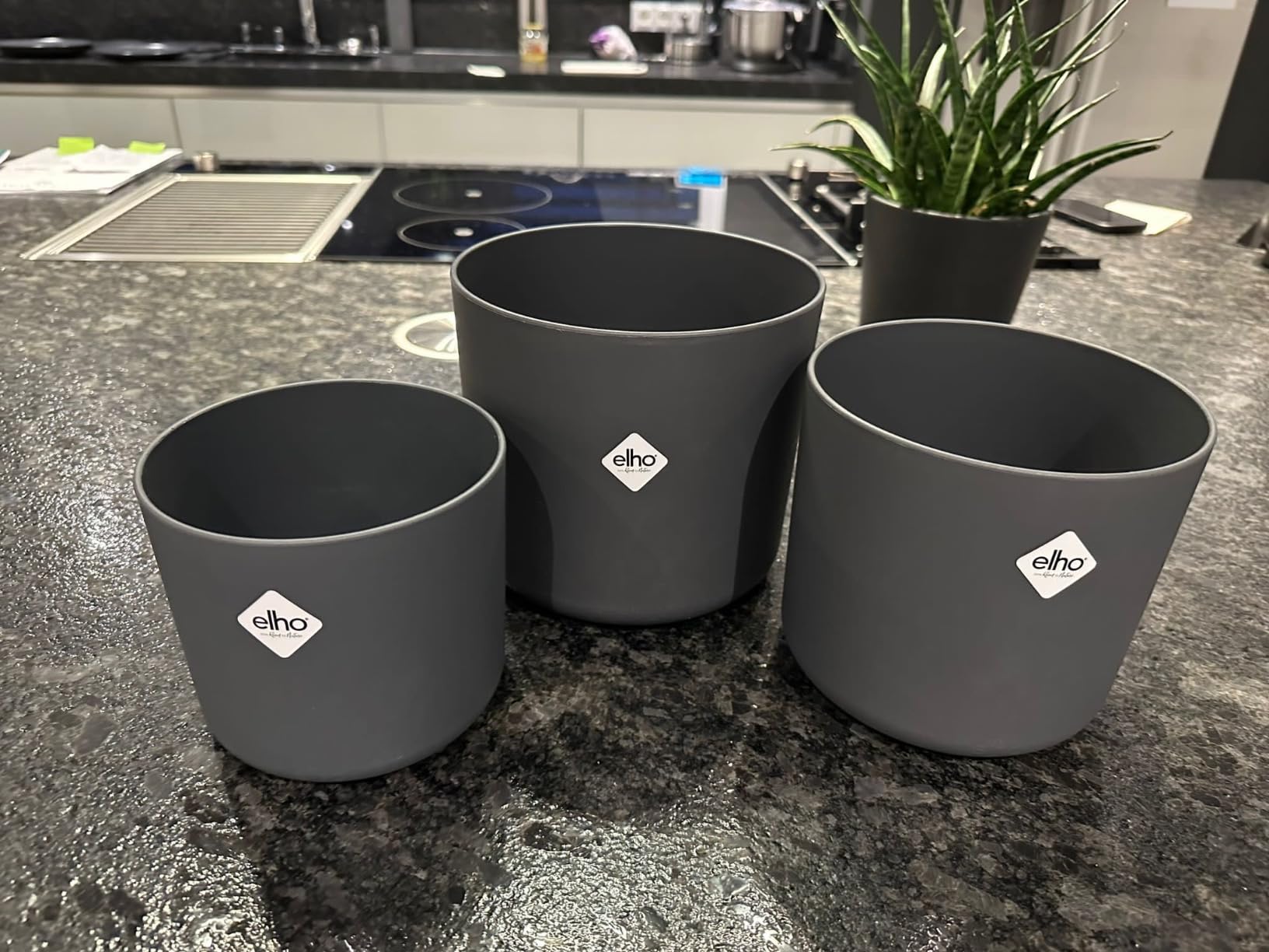 elho B.for Soft Rund Blumentopf 18 Anthracite 3er Set Innen