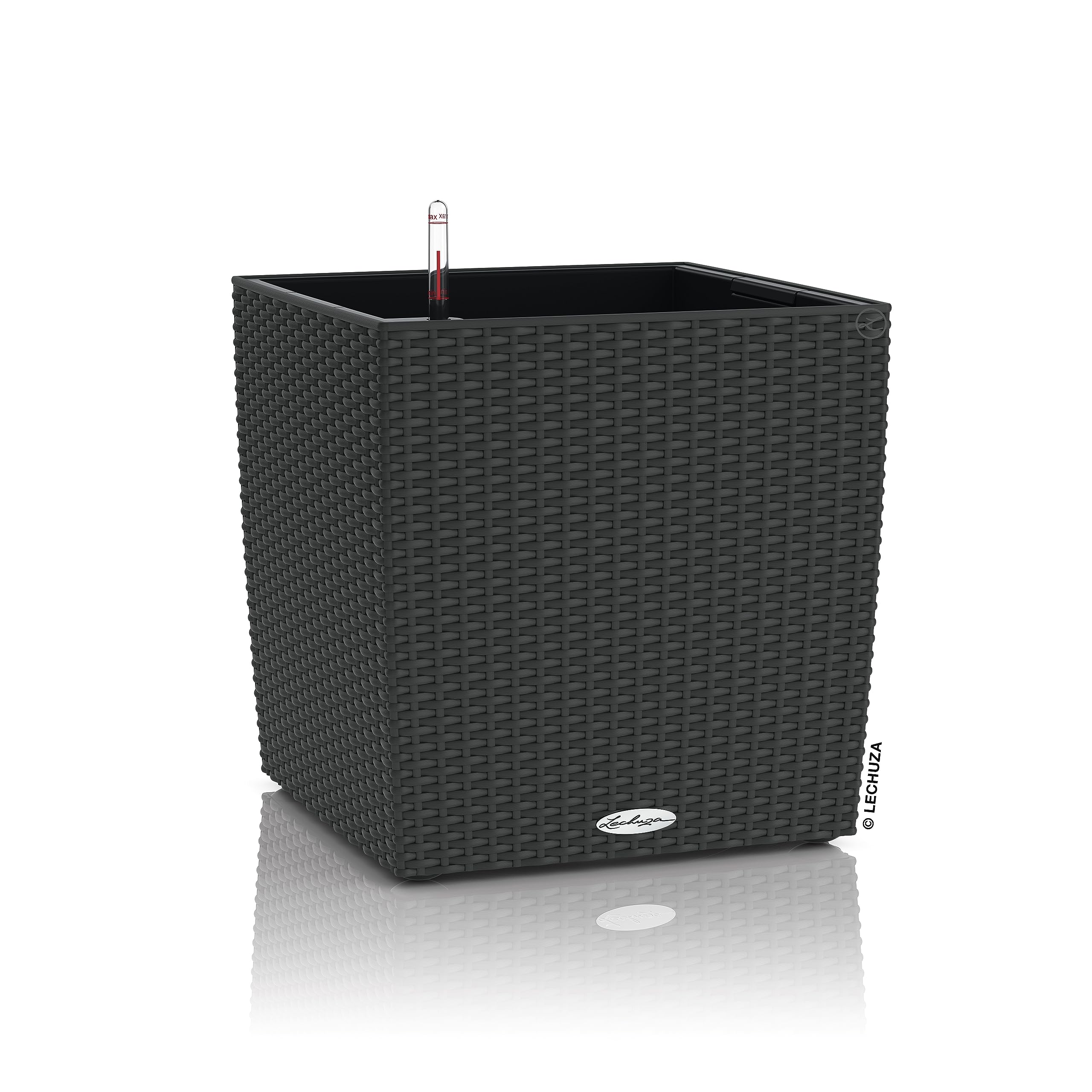 Lechuza Cube Cottage 50 Pflanzgefäß Granit Flechtoptik