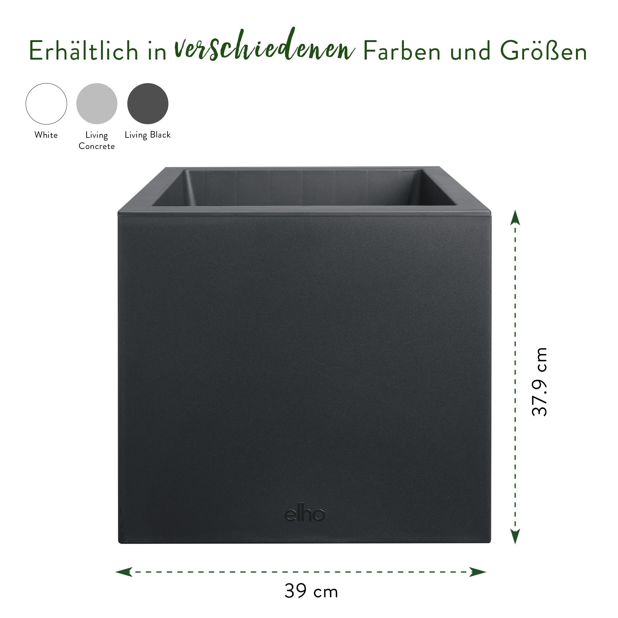 elho Vivo Next Quadrat 40 Pflanztopf schwarz mit Rollen