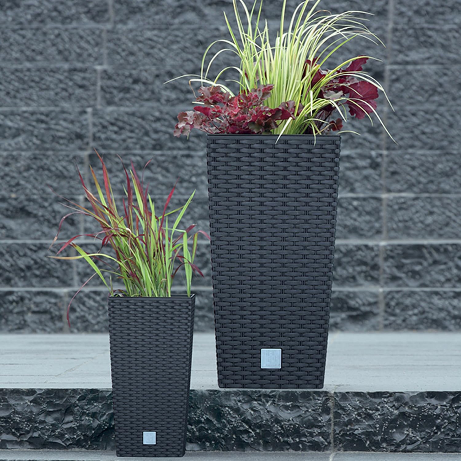 Prosperplast Rato Blumentopf anthrazit 50 cm Rattan