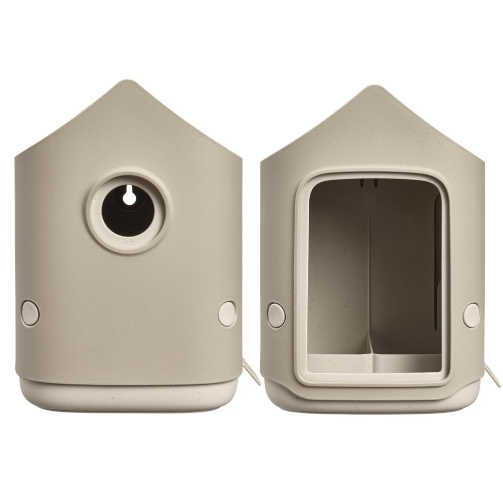 elho Cosy Vogelhaus mit Futterstation Beige 23 cm recycelt
