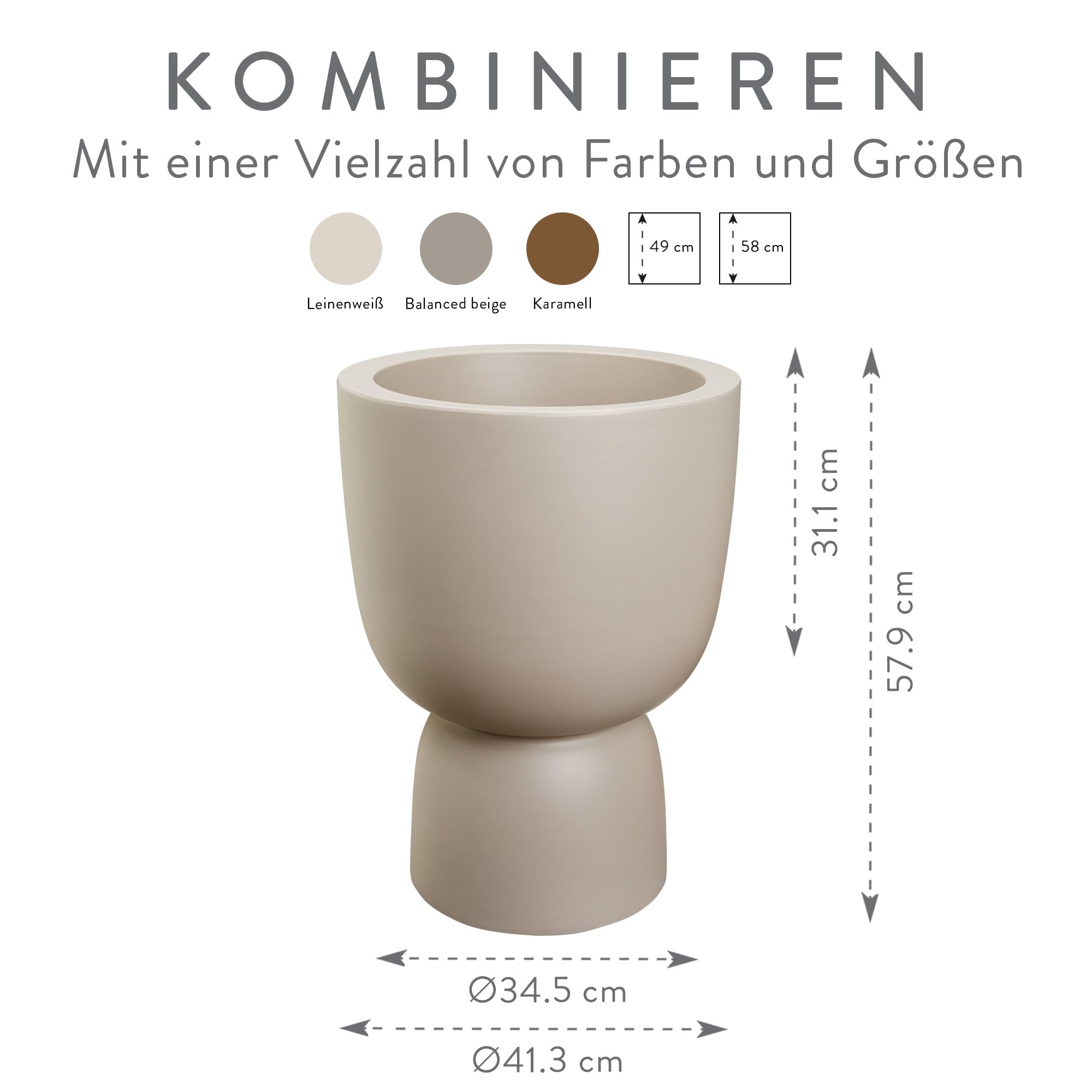 elho Amber Coupe 41 Blumentopf balanced beige 41,3 cm