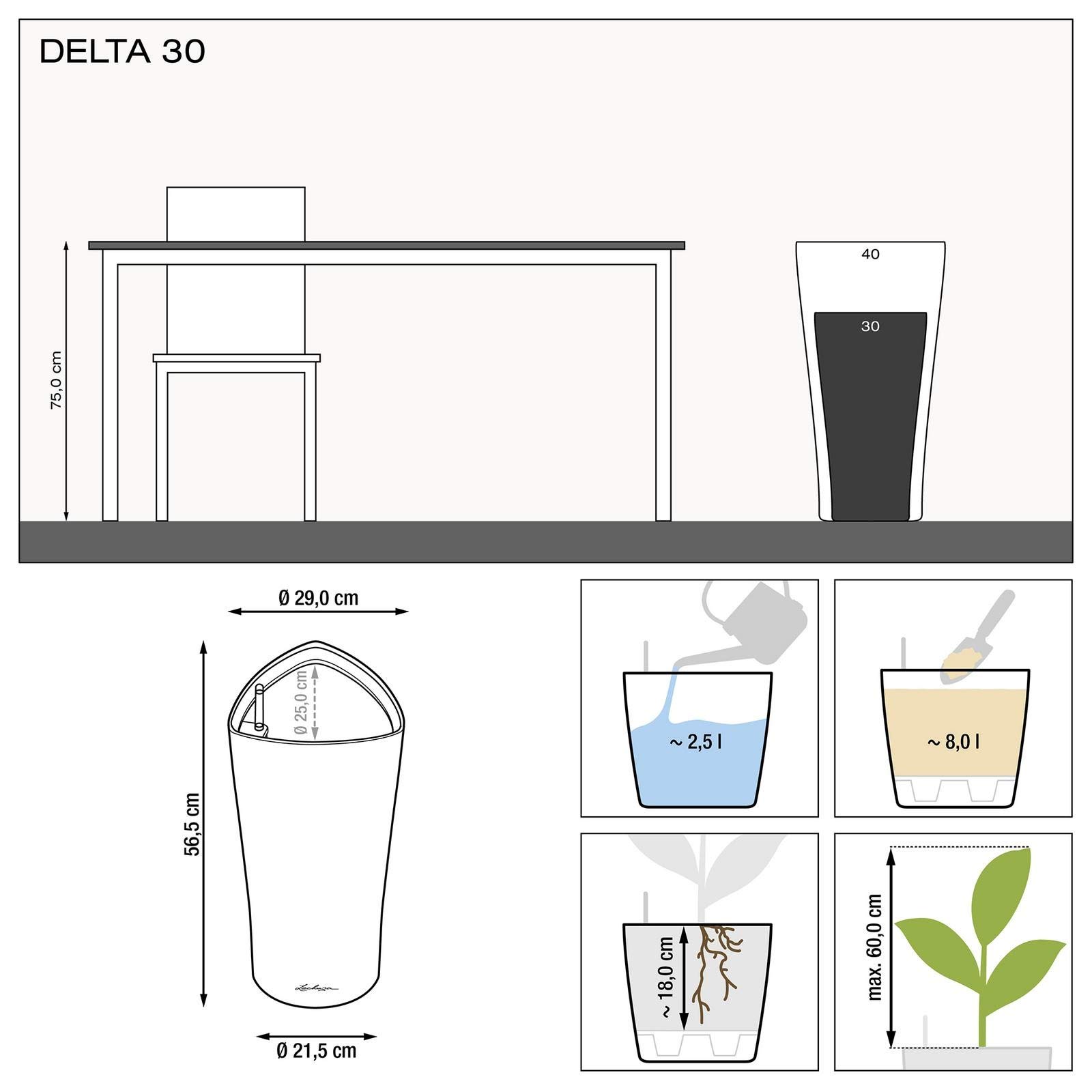 Lechuza Delta 30 Pflanzsäule anthrazit metallic 56,5 cm bewässert