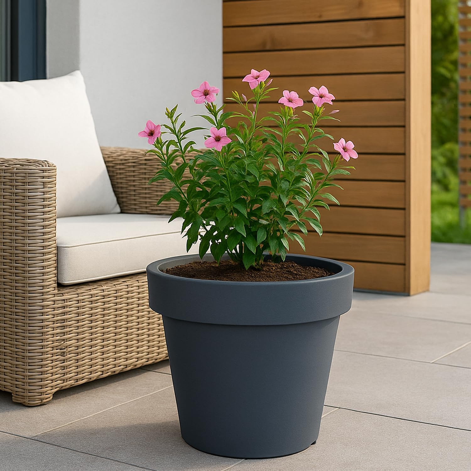 Prosperplast Tubus Blumentopf Anthrazit 58 cm frostbeständig