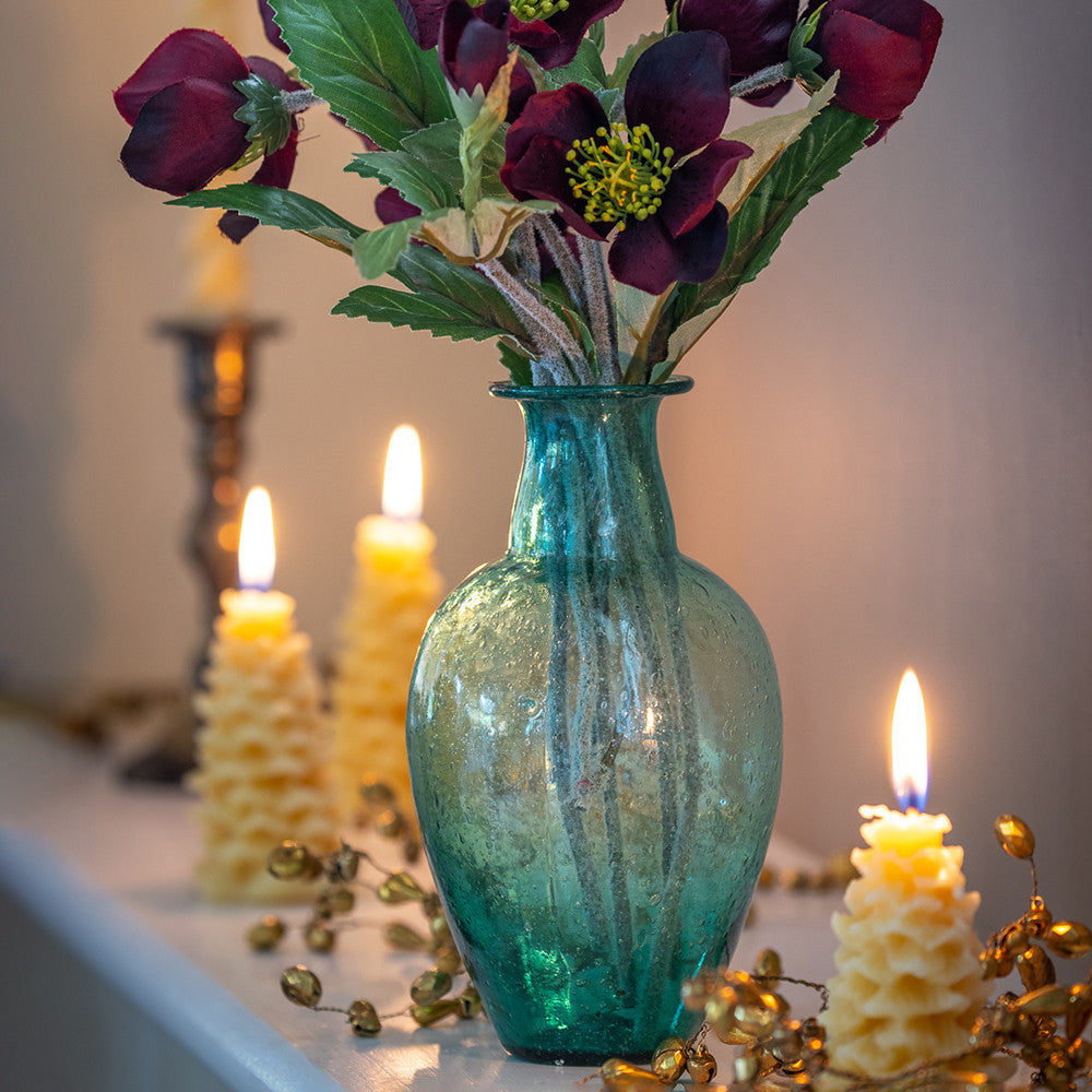 Sarah Raven Gardening Teal Vase Glasvase 16cm Recyclingglas