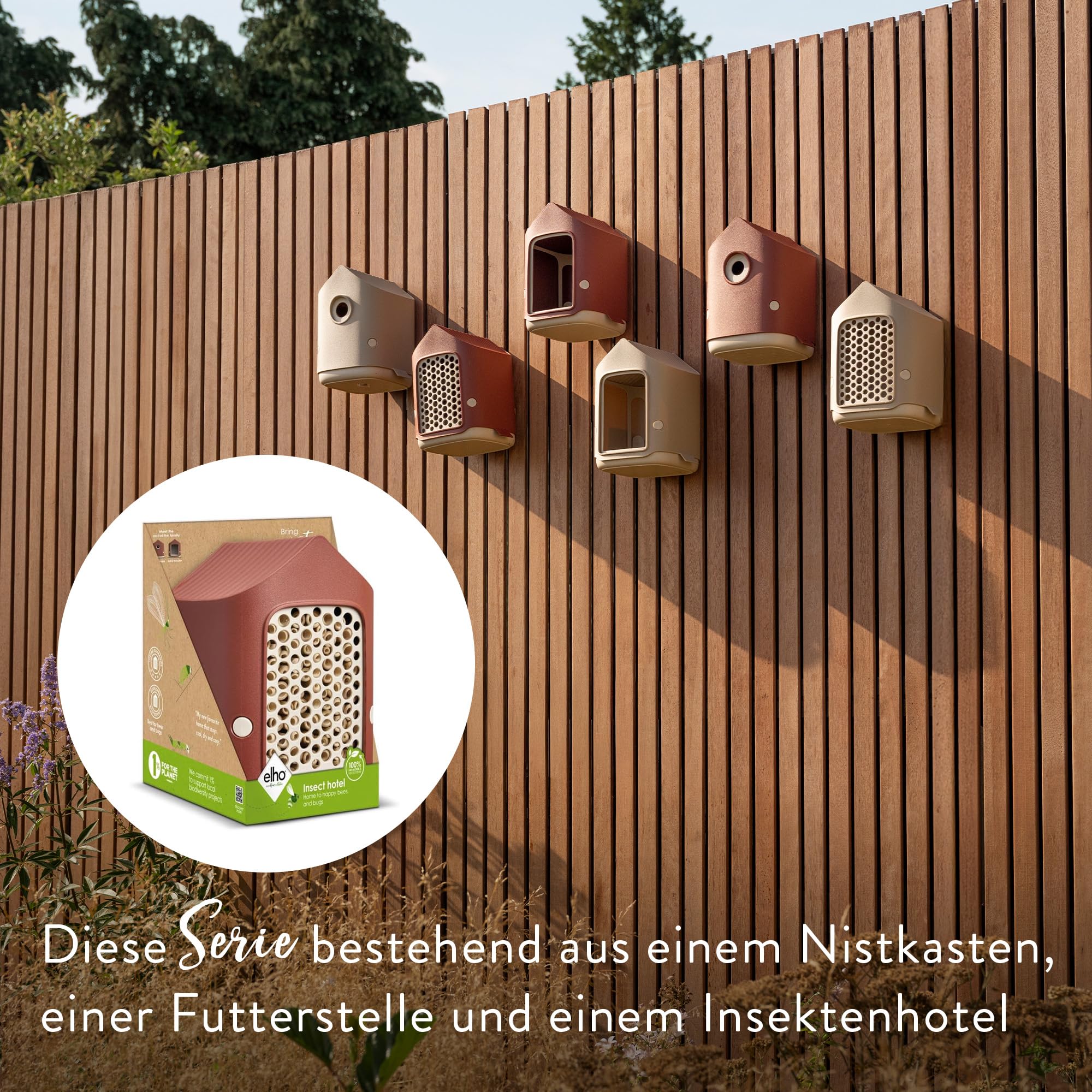 elho Cosy Insektenhotel 18cm Tuscan Red für Bienen recycelt